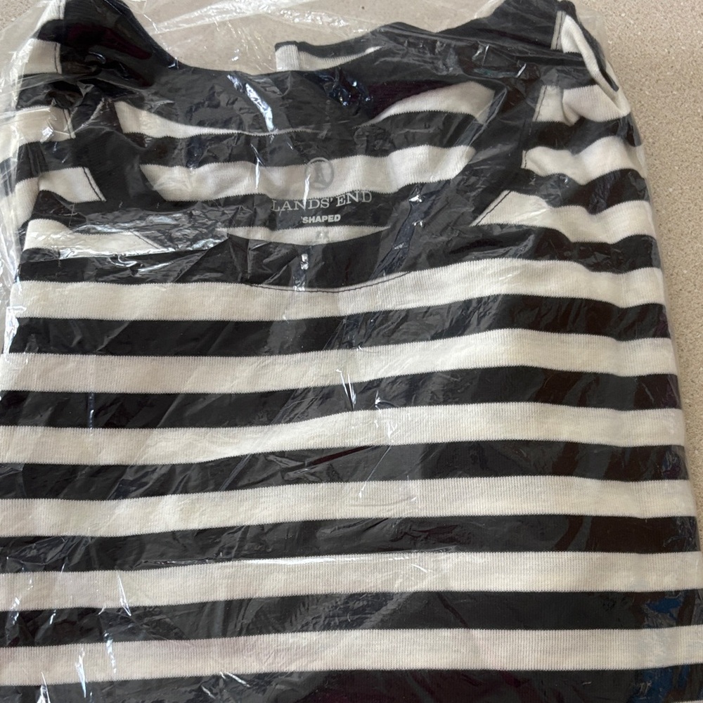 Lands' End Monochrome Striped Shirt